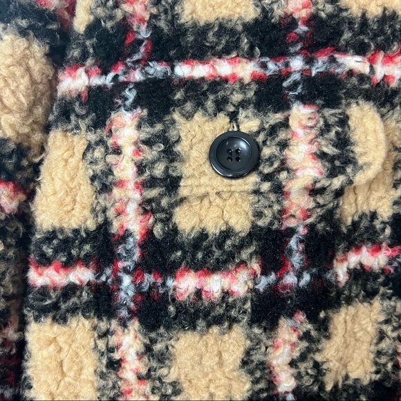 NWT Stand Studio Sabi plaid checkered faux shearling teddy oversized jacket 6 - Picture 4 of 8